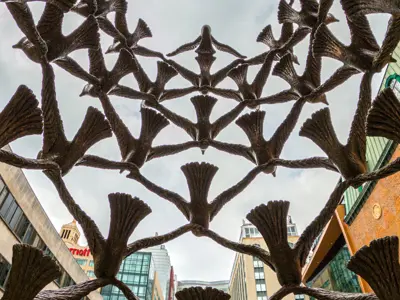 view from inside peace plaza bird fountain