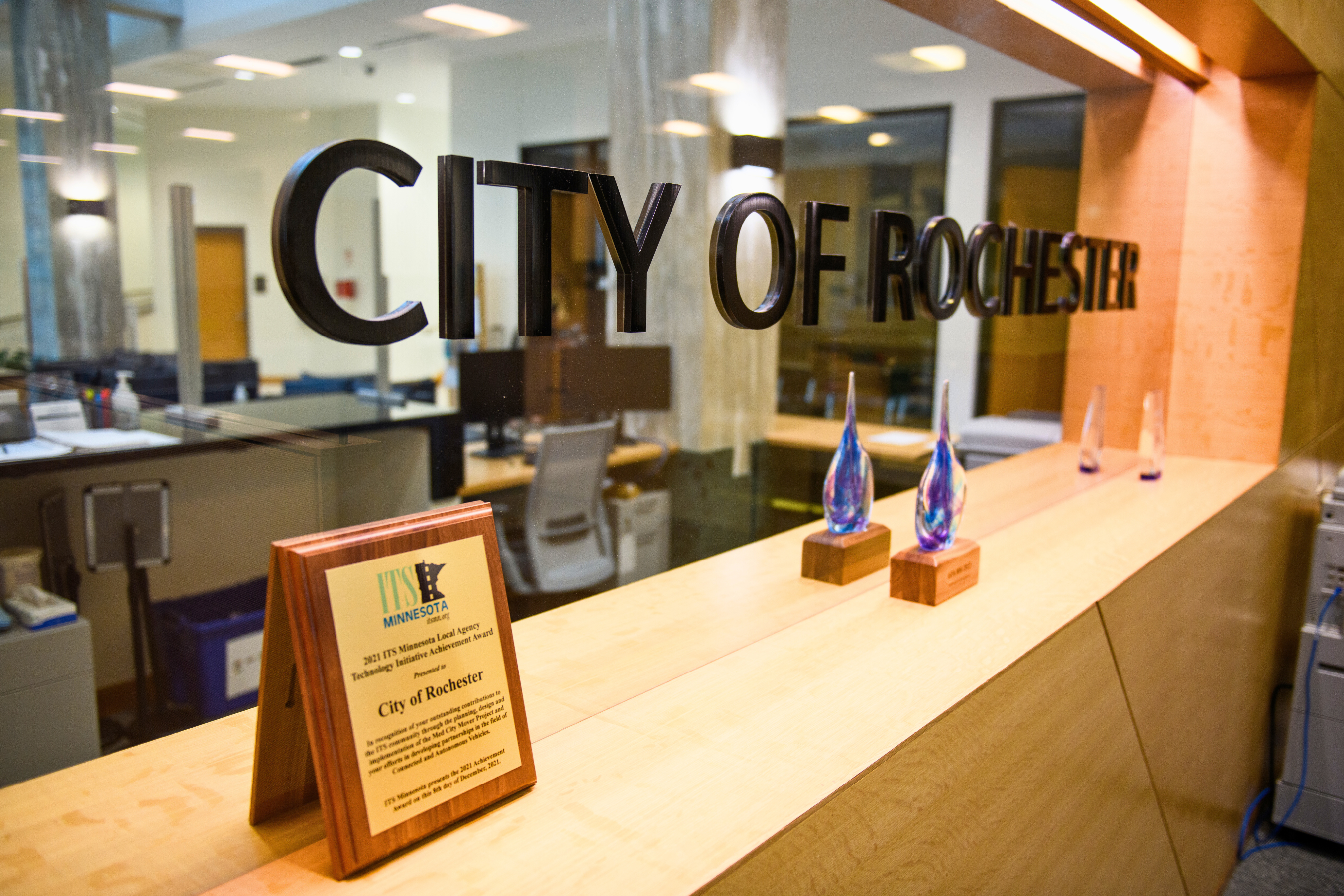 customer service window with the words City of Rochester